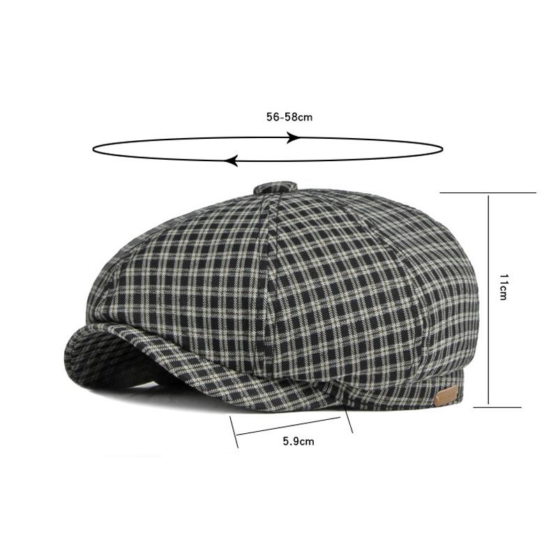 Men Newsboy Cap Retro British Style Octagonal Flat Caps Vintage Breathable Plaid Berets