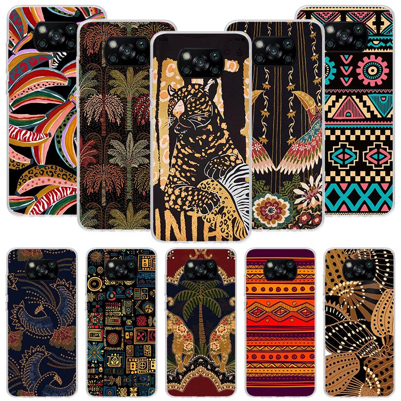 African Style Fabric Pattern Phone Case For Xiaomi Poco X7 X6 X5 Pro F7 Ultra Redmi 15C 15 13 13C 12 12C 10 10A 10C 9 9A 9C 9T C
