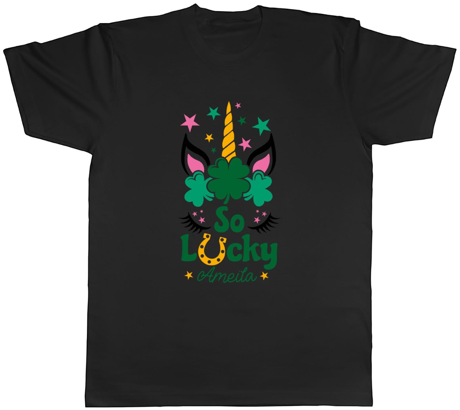 Personalised So Lucky St Patrick s Day Unicorn Mens T-Shirt Tee Gift Top M