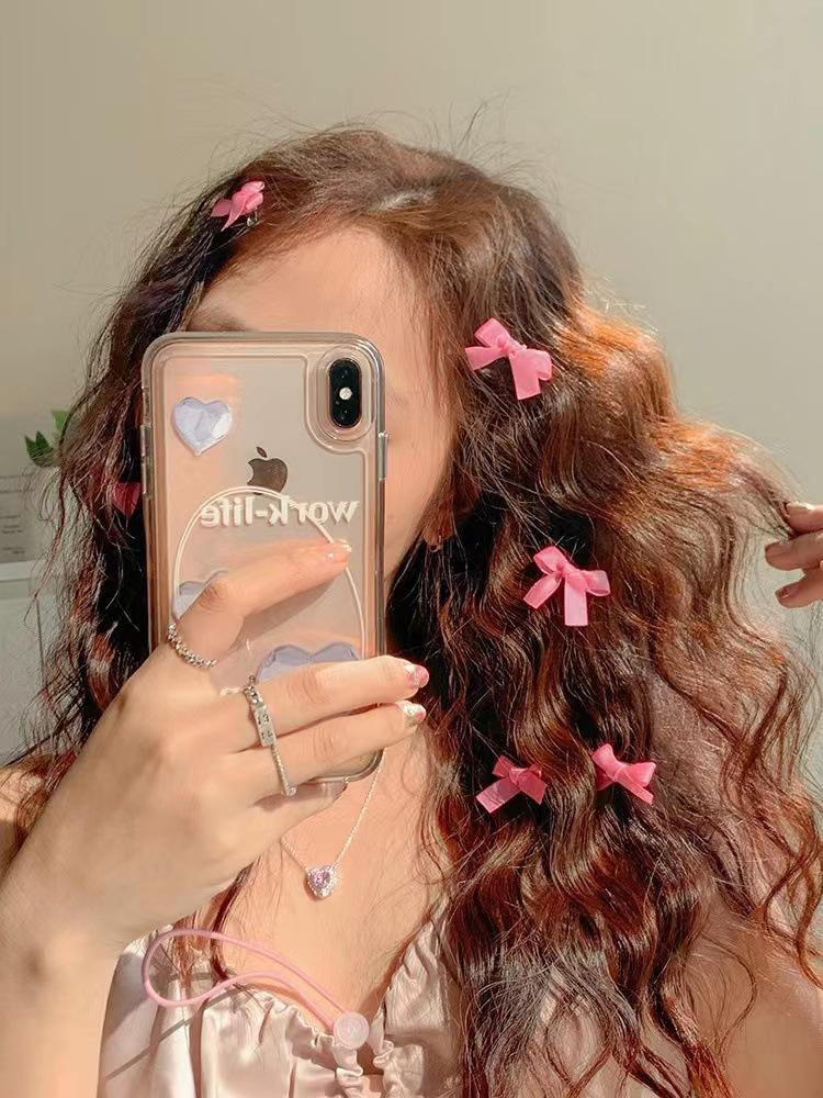 8 Stück/Los Rosa Schleife Haarspangen Niedliche Beige Schleife Haarnadel Kleine Haarspangen Druckspange Für Frauen Mädchen Mode Haaraccessoires