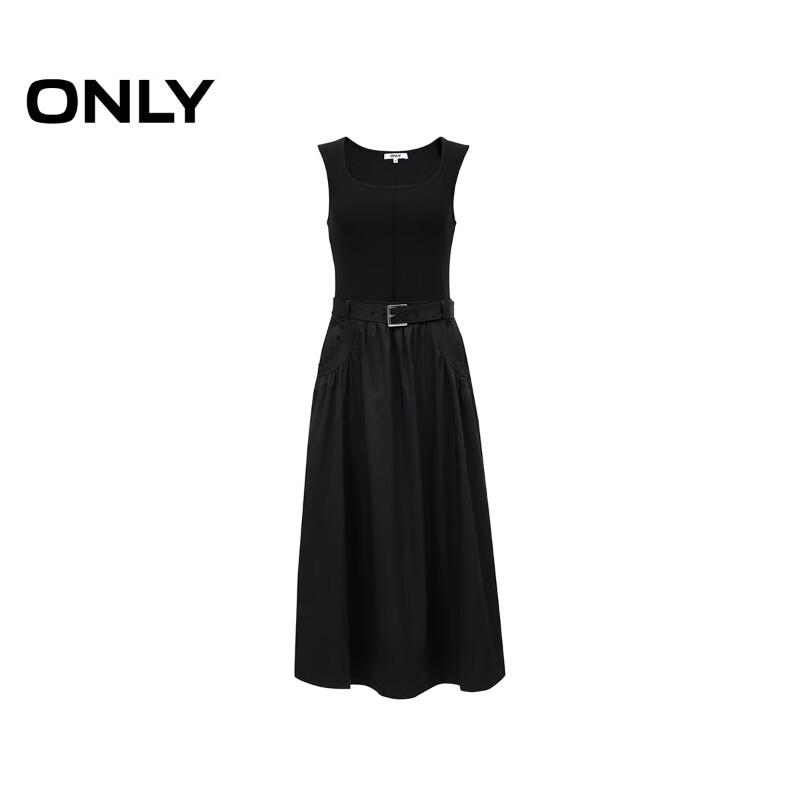 ONLY 2025 Spring Square Neck Patchwork A-Line Long Dress