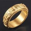 Classic Rotatable Ring Men Women Golden Titanium Steel Domineering Ring Om Mani Padme Hum Vintage Fashion Charm Trend Rings