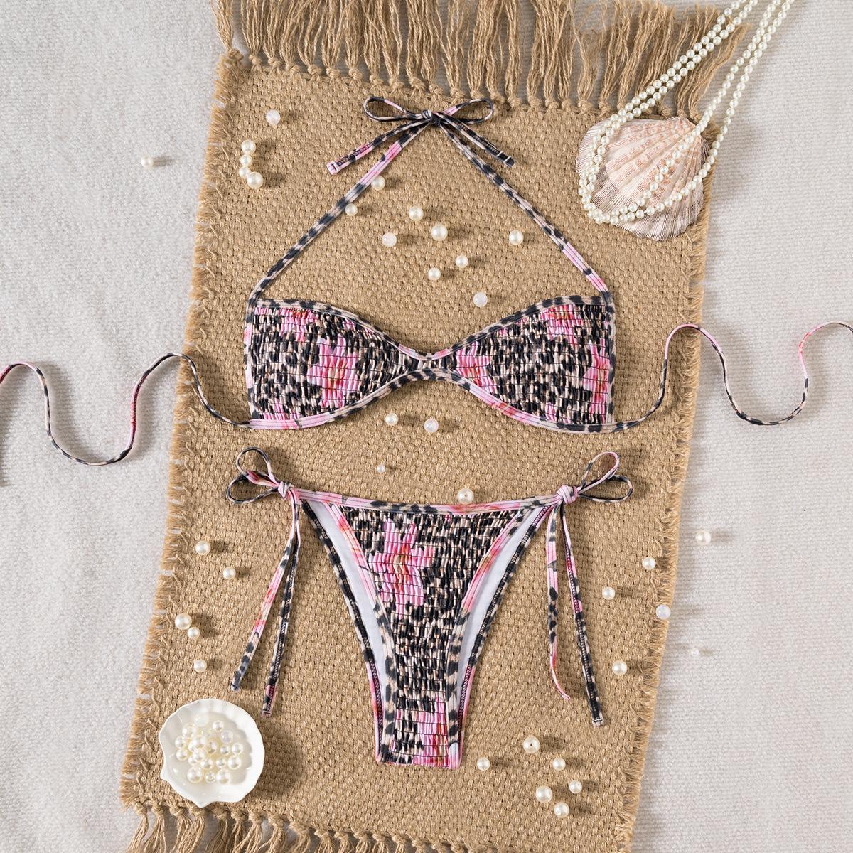 New European And American Sexy Strap Print Split Bikini Swimsuit Swimsuit Women S