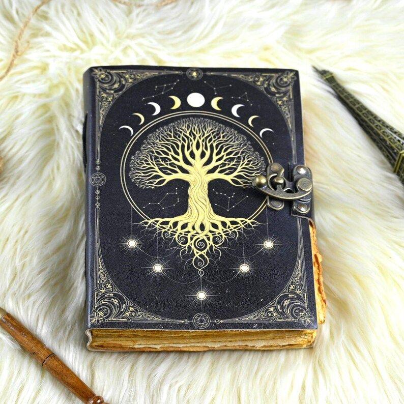 Tree of Life Leather Grimoire Journal: Book of Shadows