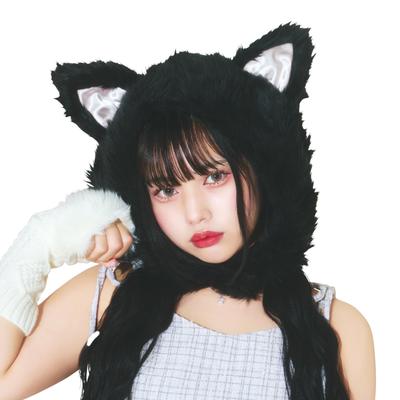 Clearstone Cosplay Halloween Headgear Fluffy Meow Meow Unisex Black