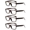 TUREZING 4 Pack Flexible Spring Hinge Women Men Magnifier Presbyopic Diopter Vintage Square Presbyopia Eyeglasses