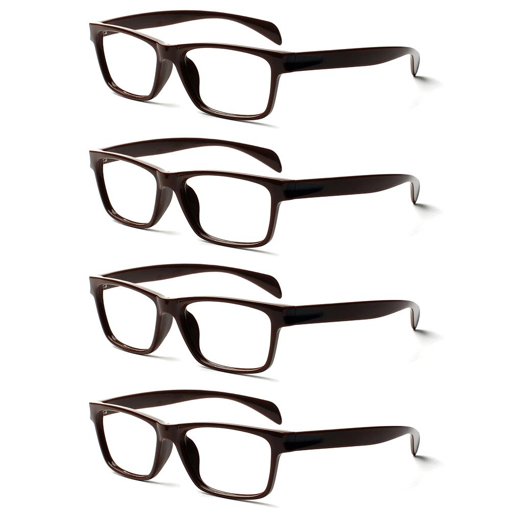 

Turezing 4 шт. Пружинная петля Ретро Квадратные Очки для чтения Премиум-качество Женские Мужские Увеличительные для Пресбиопии Диоптрии 1