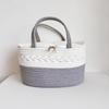 Baby Diaper Storage Basket With Cotton Material Portable Handwoven Organizer For Nursery Use