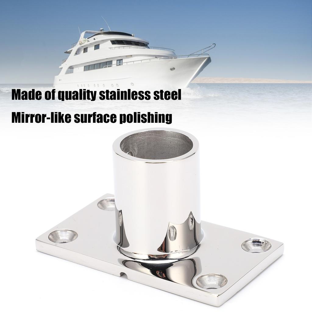 Stanchion Base Stainless Steel 90 Degree Rectangular AntiCorrosion Polishing Hnadrail Fitting for Boat Yacht(22mm )