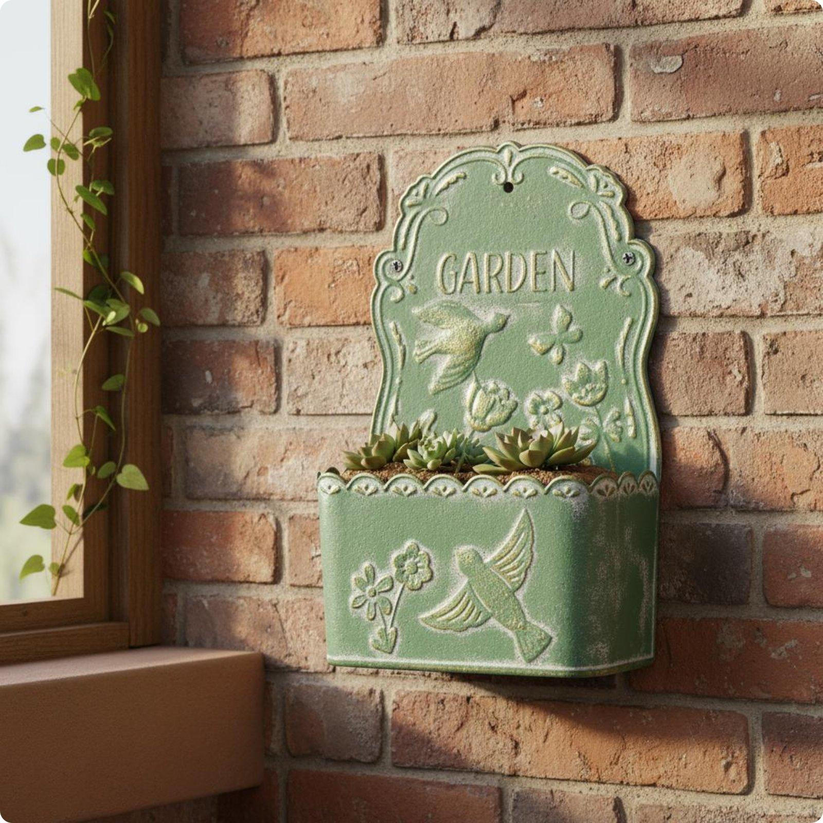 Metal Hanging Planter 3D Raised Pattern