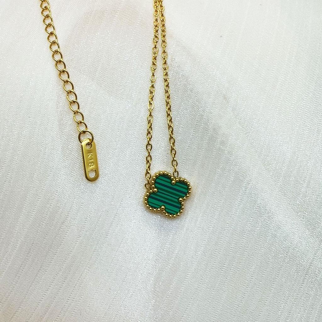 Double Sided Titanium Steel Clover Bracelet Necklace Ring Earrings Women's Non Fading Set Jewelry