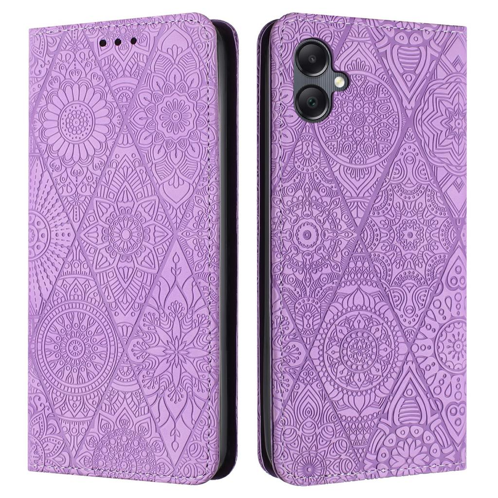 For Samsung Galaxy A06 4G Case Imprinted Flower Wallet Stand Leather Phone Cover