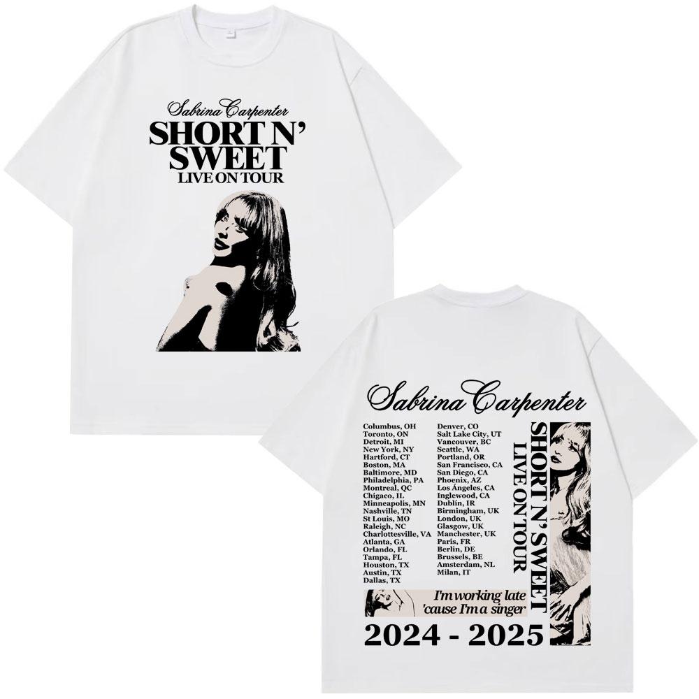 Sabrina Carpenter Short N Sweet Tour 2025 T Shirt Men Women Loose Casual Fashion Cotton Tees Oversized Harajuku Street Tshirt