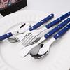 16 Pieces Color Handle Flatware Eating Utensils, Stainless Steel Tableware Rivet ABS Handle Design, Knives Forks Spoons for Home, Service for 4