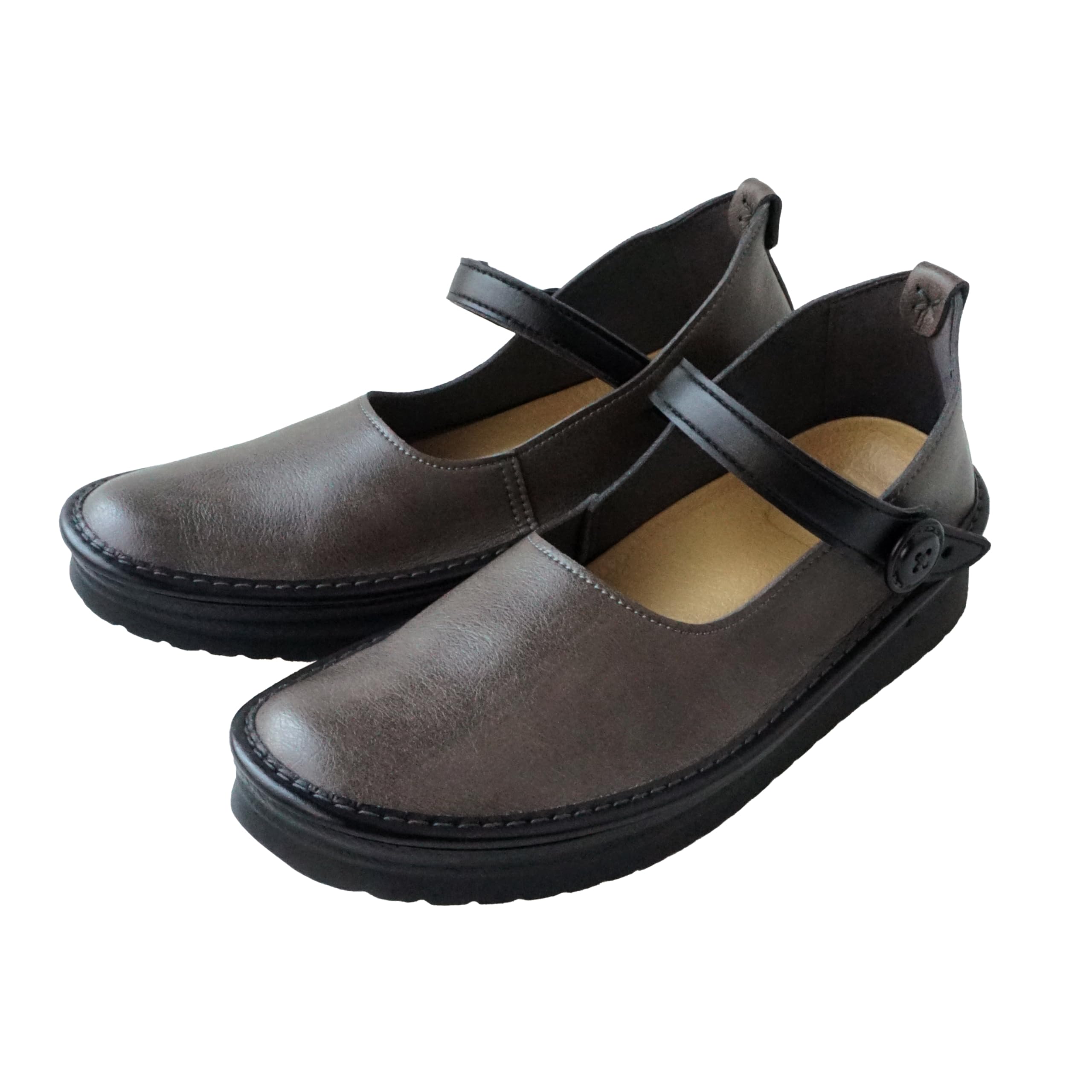 

[Belle & Sofa - Gentle Shoe Workshop] Comfort Shoes for Women, Wide Fit, Hands-Free Flat Shoes, Made in Japan, KAYAK (Gray 2, 24.0 cm)