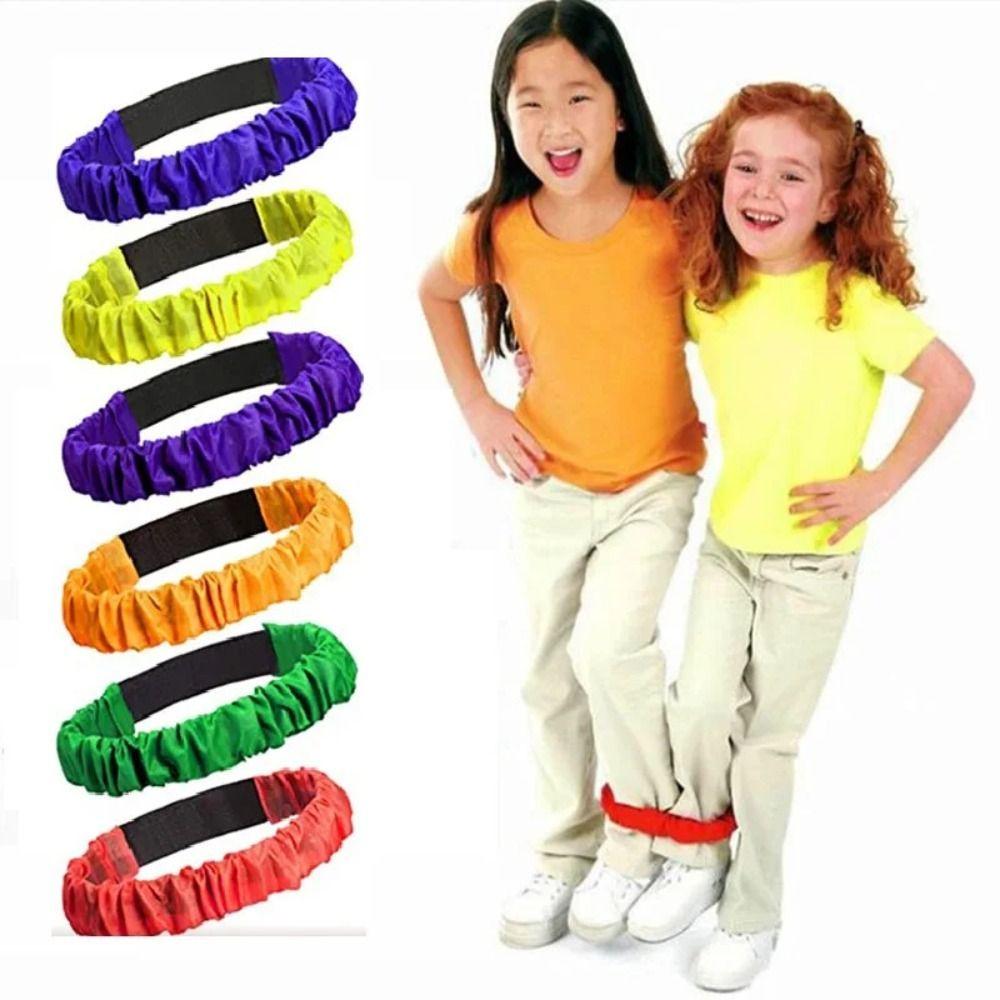 2 Person 3 Foot Group Game Elastic Puttee Multi Person Parent-child Game Sports Game Pros Solid Color Elastic Strap Outdoor