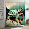 Stylish 3D Sea Turtle Bath Curtain Waterproof Shower Decor with Unique Geometric Patterns for Bathroom Renovation