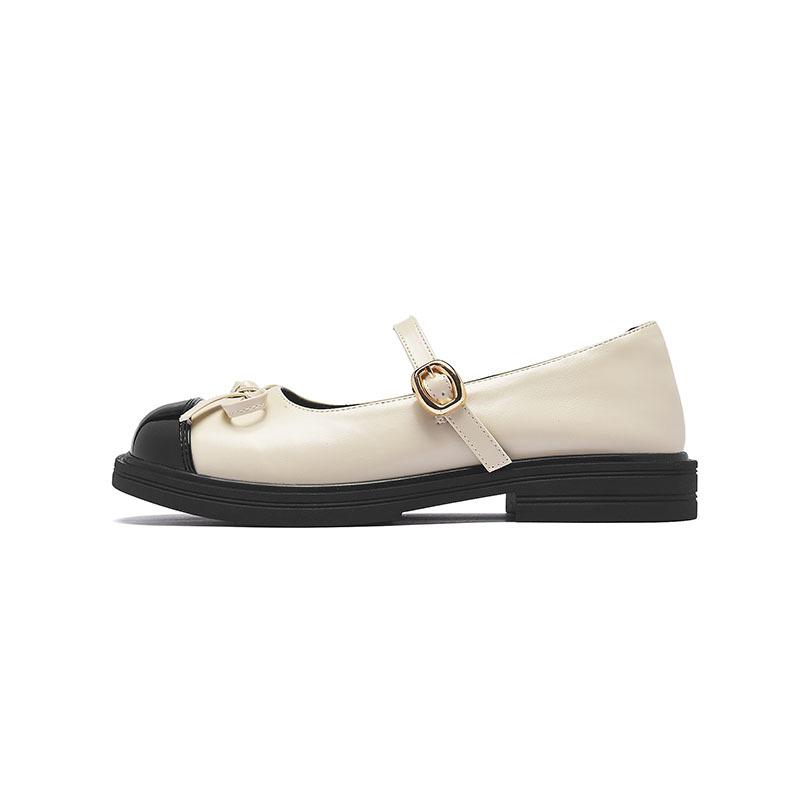 Augustine Mary Jane shoes women's 2025 new autumn French evening wind single shoes with skirt thick heel small leather shoes