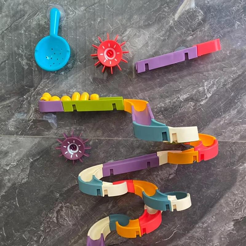 Toys Toys Baby Bath DIY Assembly Slide Track Ball Slide Bathroom Water Play Playset Interactive Bathtub Shower Safe Non-Toxic Water