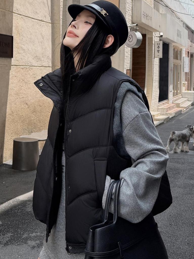 Women's Cotton Stand Collar Vest - 2026 Autumn/Winter Short Loose Fashion Gilet