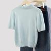 Women's Wool Blend Ice Silk Knit Polo T-Shirt