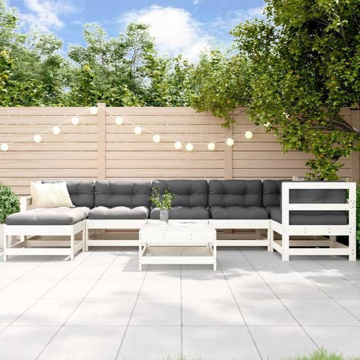 VidaXL Salon de Jardin avec Coussins 8 pcs, Canapés avec Dossier et Accoudoir, Ensemble de Meubles avec Table Basse Patio 3185886