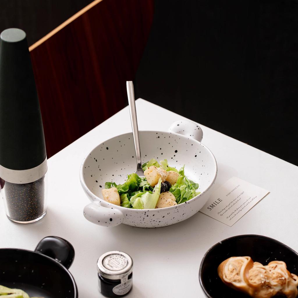 Ceramic Binaural Bowl Household Large Soup Bowl Noodle Bowl High Value Tableware Rice Bowl Oat Salad Yogurt Breakfast Bowl