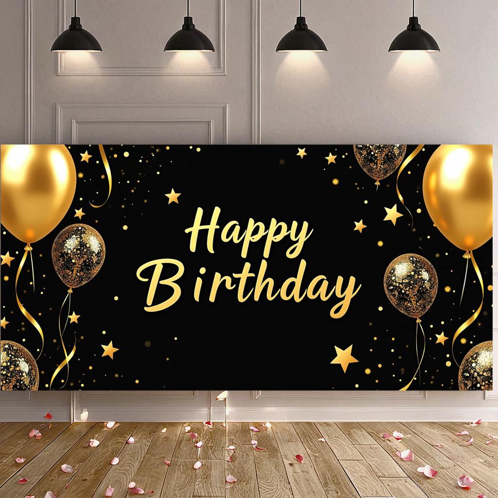 90. Geburtstag Banner Goldener Ballon Happy Birthday Party Dekoration Kulisse Jubiläumsfeier Fotografie Hintergrund Requisite