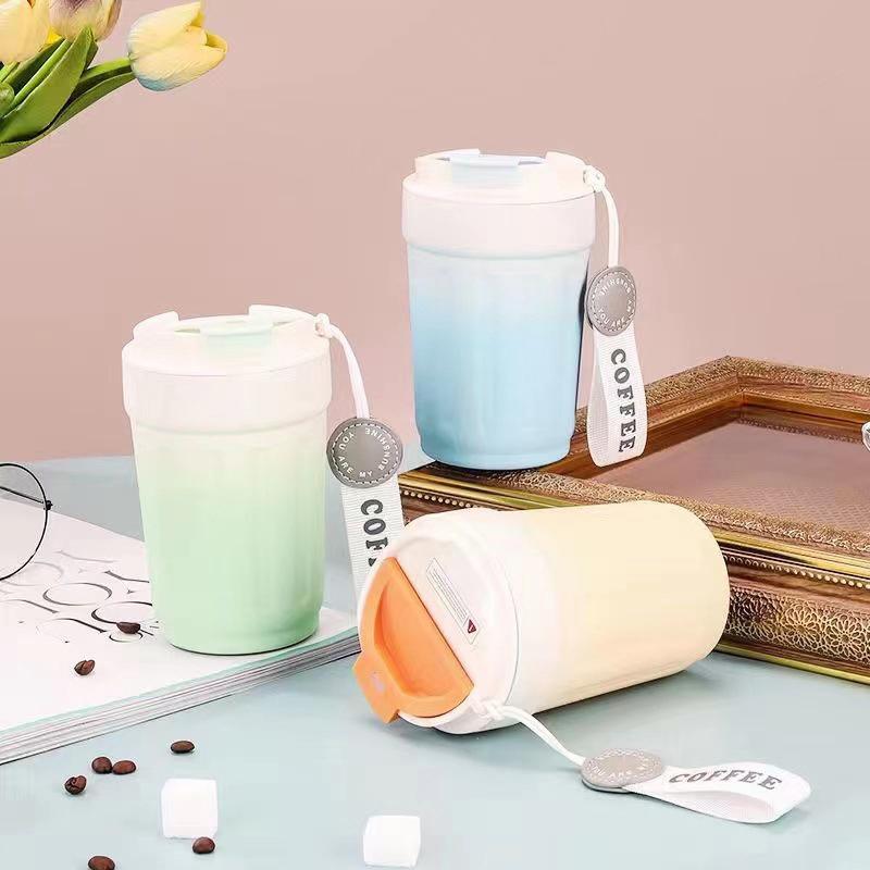 MeyJig Stainless Steel Thermos Bottle Ceramic Coffee Mug Leak-Proof Vacuum Flask Cold Brew Coffee Cup