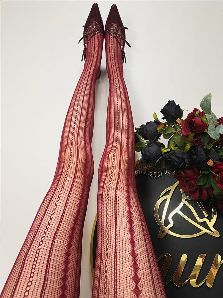 Women's Retro Striped Tights Sexy Hollow Pantyhose Super Elastic Y2K Leggings for Spring Autumn Seasonal Fashion Stockings