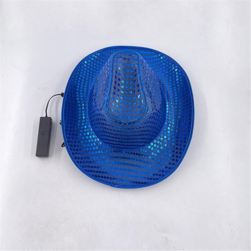 Sparkly Glowing Cowboy Hats Glinting Sequins Panama Hat for Party Halloween