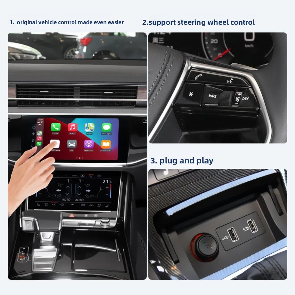 Dual Channel Wireless Carplay Adapter Android Auto AI Box Convert Wired to Wireless for Cars