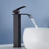 Black Home Waterfall Faucet Copper Core Hot Cold Wash Basin Faucet Bathroom Toilet Above Counter Basin Hot Cold Water Mixer Tap