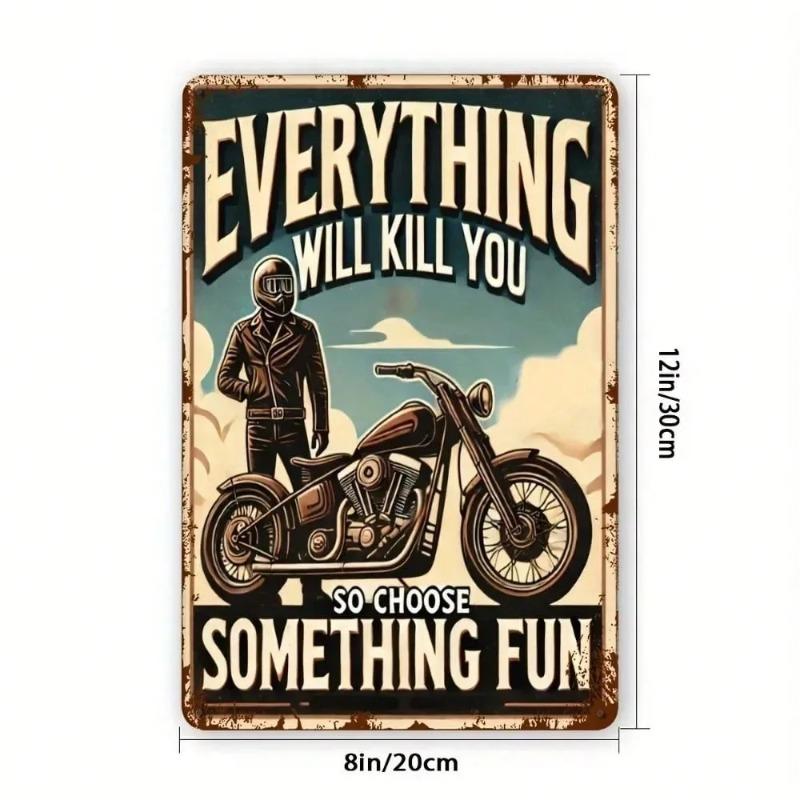 Vintage Motorcycle Tin Sign Garage Bar Cafe Wall Art Decor 8x12 Inches