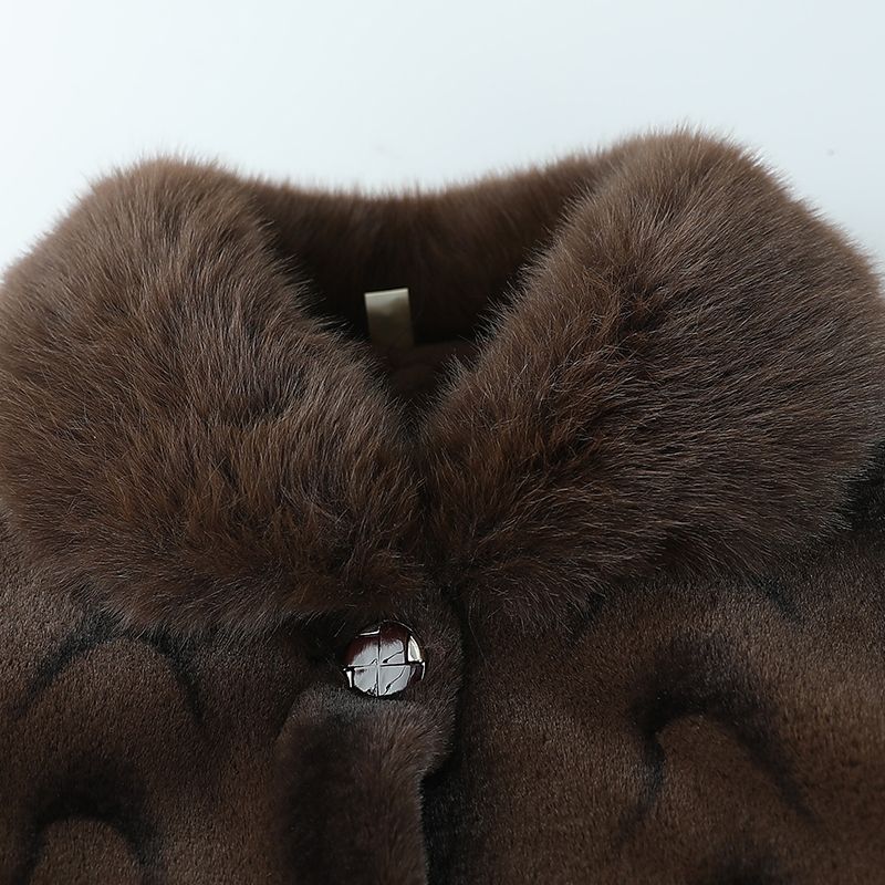 Winter Women's Mink Fleece Fur Coat Mid-Length Plus Size Faux Fur Coat Soft Warm Fleece Fluffy Coat