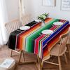Mexican Colorful Striped Rectangle Tablecloth Holiday Party Decoration Reusable Waterproof Tablecloth Mexican Fiesta Table Decor
