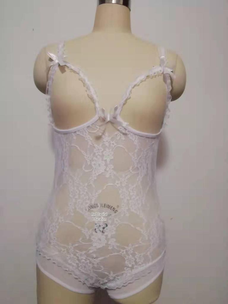 European & American Lace Open Crotch See-through Sexy Lingerie Bodysuit