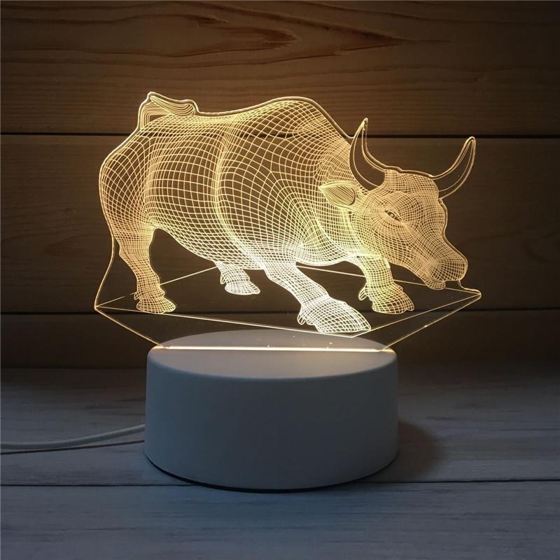 Creative 3d Elephant Cow Strawberry Satellite Earth Night Light Acrylic Shade Usb Power Supply