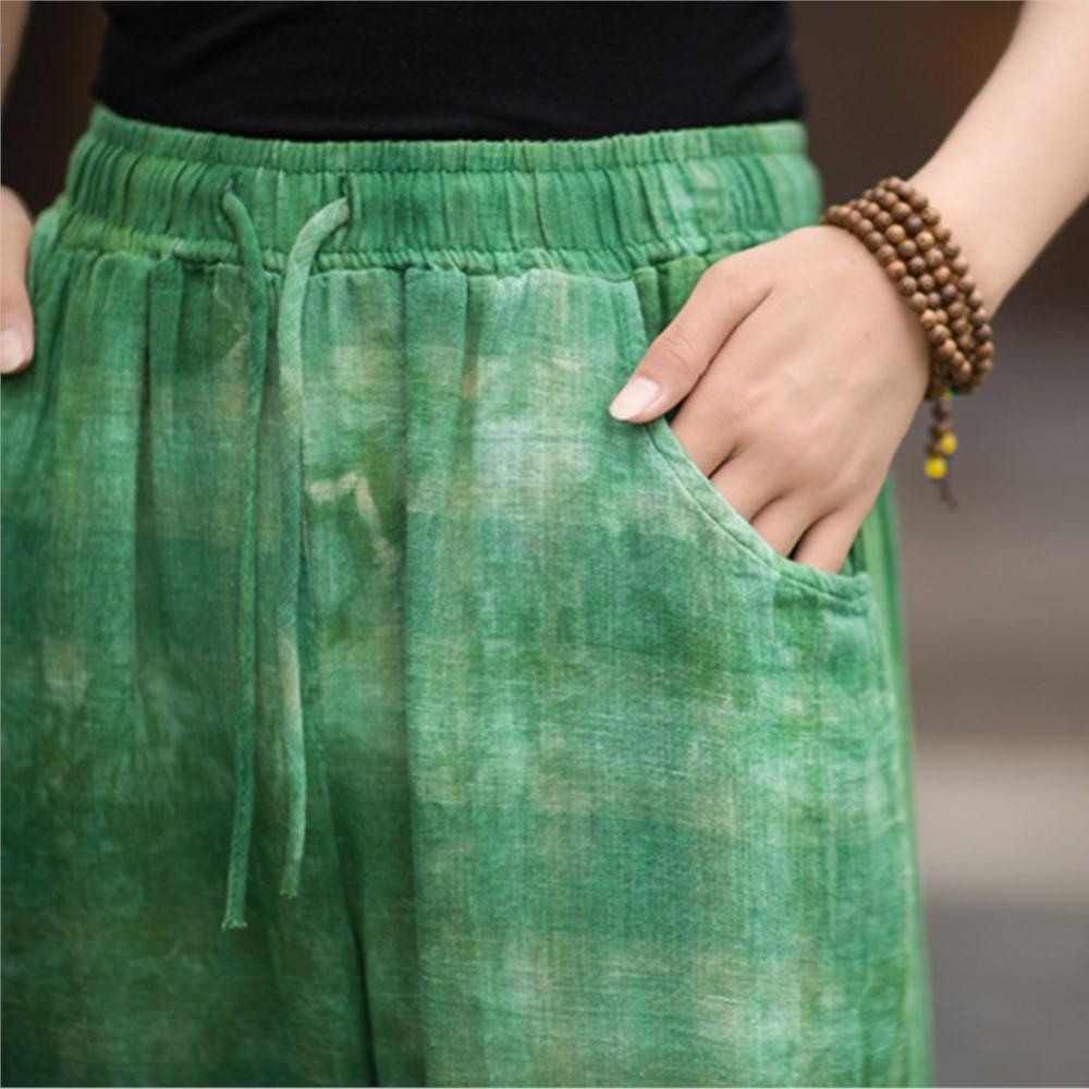 Johnature Women Vintage Wide Leg Pants Elastic Waist Loose Autumn Trousers 2025 Soft Female Long Pants
