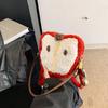Niche Design Christmas Lamb Wool Apple Handbag Plush Cute Small Bag Versatile Messenger Shoulder Bag