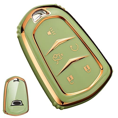 Für Cadillac Escalade Schlüsselanhänger-Abdeckung, für Cadillac ATS CTS CT6 STS SRX XT5 Schlüsselanhänger-Hülle, Premium-Soft-TPU, vollständiger Schutz, Smart-Schlüsselhalter