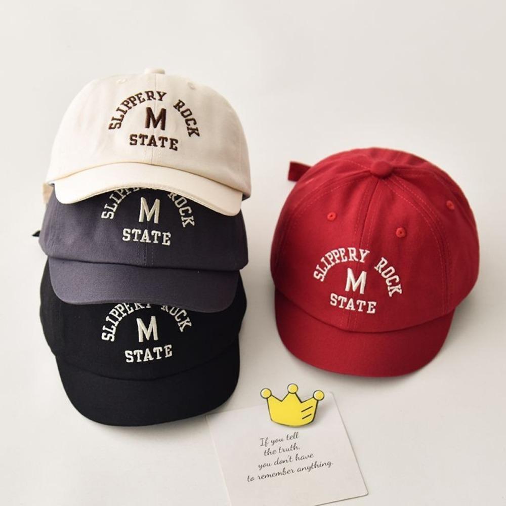 

Solid Color Sun Hat Letter Embroidered Baby Cap Korean Baseball Cap Kids бежевий