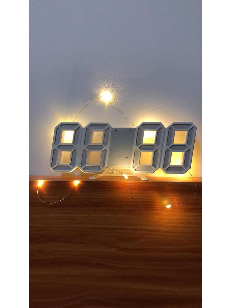 3D Smart Stereo LED Alarm Clock with Voice Control - Korean Style Wall & Table Clock