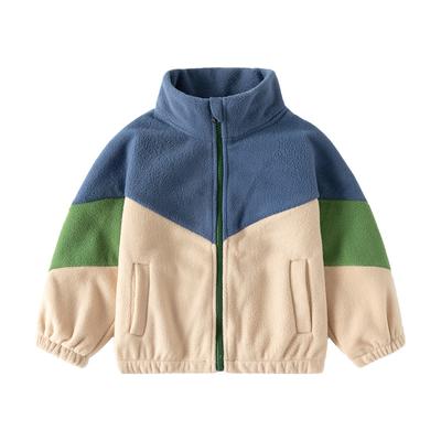 Autumn New Children's Polar Fleece Jacket Boys Baby Color Matching Casual Top