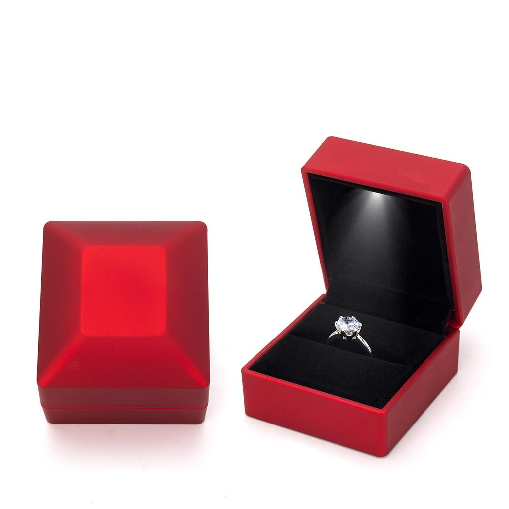 1 Pcs LED Jewelry Ring Box Luxury Rubber Jewelry Display Gifts Storage Case For Wedding Engagement Proposal Anniversary Boxes