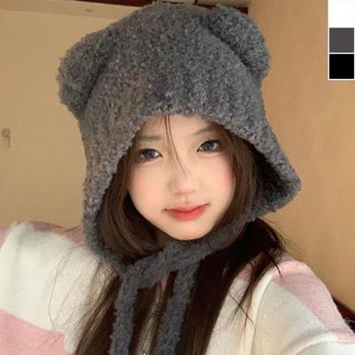 Teddy Bear Ear Knit Fur Warm Fashion Earmuff Beanie Hat