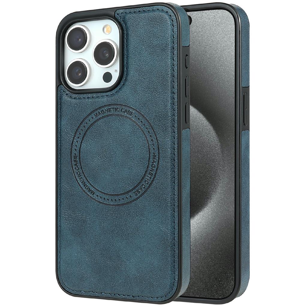 CSJ-P3 For iPhone 15 Pro Max Case Compatible with MagSafe PC+TPU+Leather Back Cover