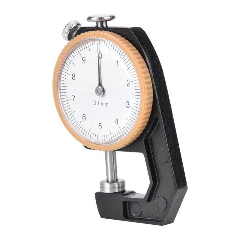 Upgraded 0~10mm Thickness Gauge, Flat for Head Thickness Tester Dial for Leather Cloth Measuring Accuracy 0.1mm Stainles