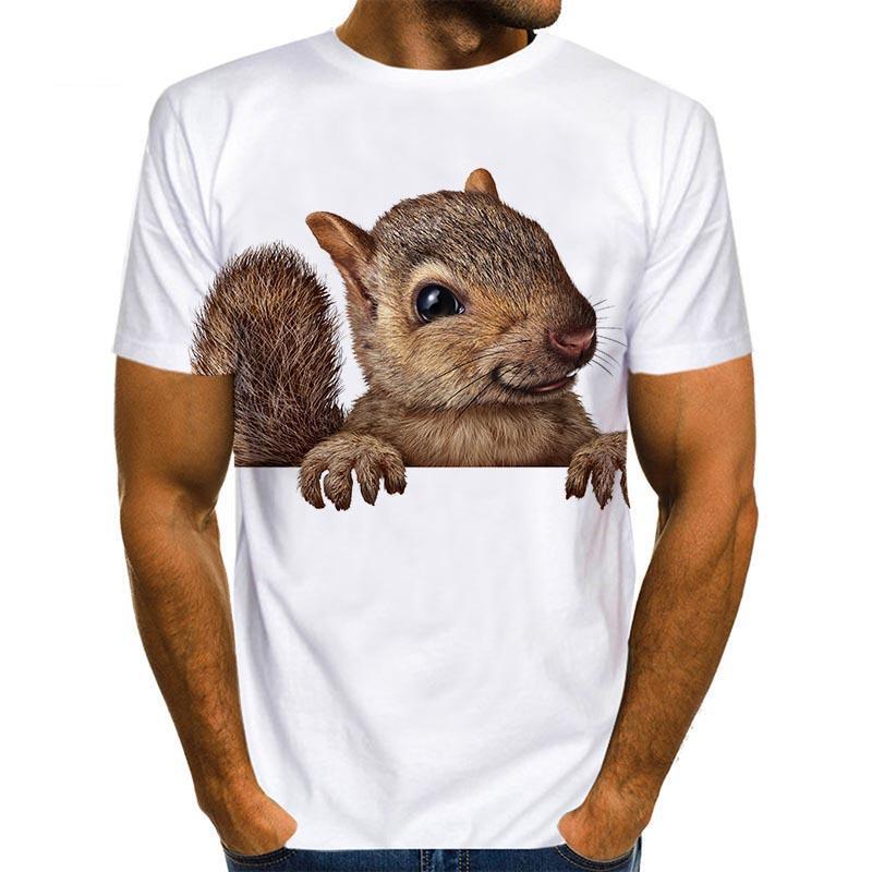 Men's Squirrel T Shirt 3D Print Cute Animal Graphic Tees Lovely Pattern Funny Pet Puppy Face Tshirt For Men Women Streetwear