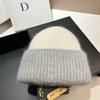 Iceland [rabbit Fur] Double-layer Thickened Warm Angora Rabbit Fur Knitted Hat Fashionable Contrasting Color Sweet Ear Hat Women